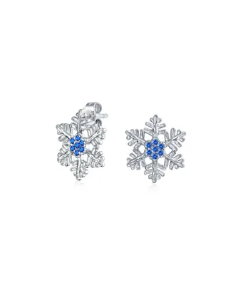 Bling Jewelry Petite Holiday Cz Cubic Zirconia Snowflake Stud Earrings Sterling Silver
