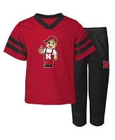 Toddler Boys and Girls Scarlet Nebraska Huskers Two-Piece Red Zone Jersey Pants Set