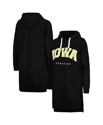 Women's Gameday Couture Black Iowa Hawkeyes Take a Knee Raglan Hooded Sweatshirt Dress