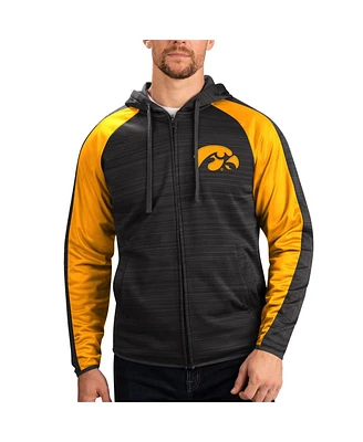Men's G-iii Sports by Carl Banks Black Iowa Hawkeyes Neutral Zone Raglan Full-Zip Track Jacket Hoodie