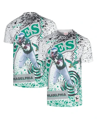 Men's Mitchell & Ness Reggie White White Philadelphia Eagles Retired Player Name and Number Burst T-shirt