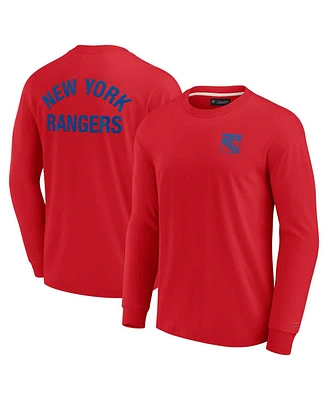 Men's and Women's Fanatics Signature Red New York Rangers Super Soft Long Sleeve T-shirt