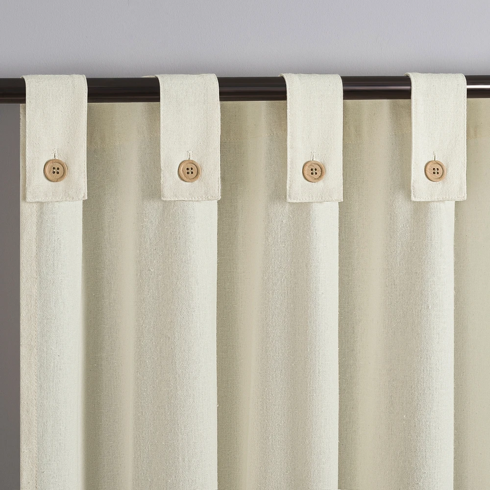 Cotton Blend Button Tab Top Curtain
