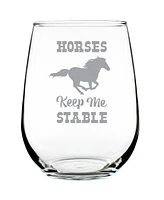 Bevvee Horses Keep Me Stable Horse Gifts Stem Less Wine Glass, 17 oz