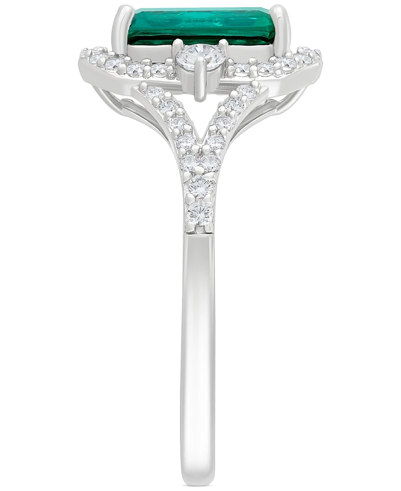 Lab-Grown Emerald (2-1/10 ct. t.w.) and White Sapphire (3/8 ct. t.w.) Ring in Sterling Silver