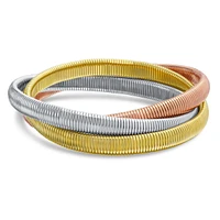 Bling Jewelry Omega Snake Cobra Wide Bangle Twisted Bracelet Set Gold Plated Stainless Steel
