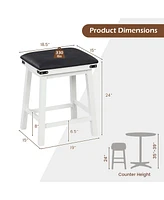 24'' Dining Bar Stool Set of 2 Counter Height Padded Seat Wood Frame Kitchen