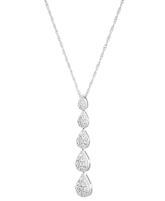 Forever Grown Diamonds Lab Grown Diamond Graduated Pear Cluster Pendant Necklace (1/2 ct. t.w.) in Sterling Silver, 16" + 2" extender