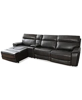 Closeout! Hutchenson 127.5" 4-Pc. Zero Gravity Leather Sectional with 2 Power Recliners, Chaise and Console, Created for Macy's