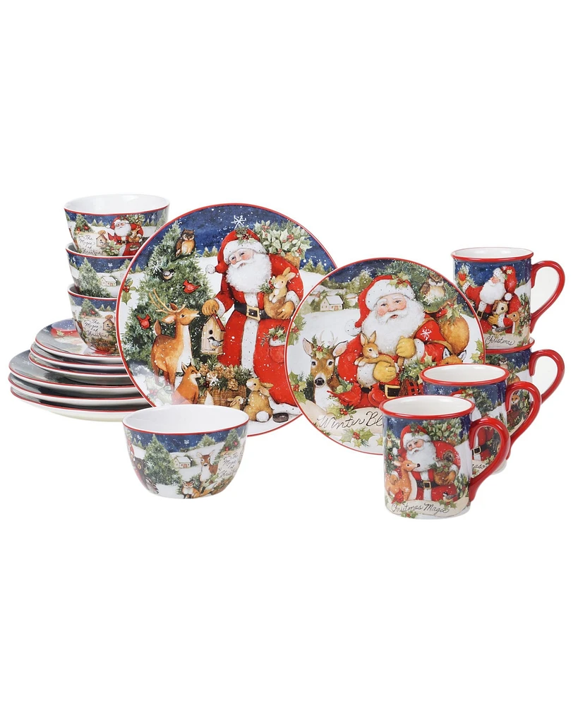 Certified International Magic of Christmas Santa 4 Piece Dinner Plate