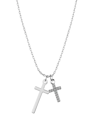 Unwritten Cubic Zirconia and Silver Plated Cross Pendant Necklace