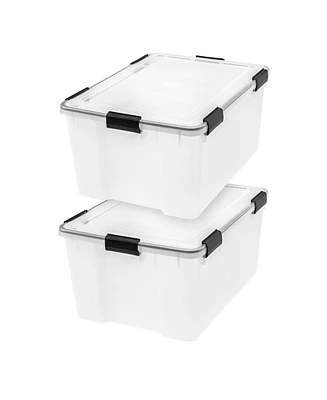 Iris Usa 62 Qt. Plastic Storage Bins with Sealed Lids, Clear Gasket Box, Airtight Containers 2Pk