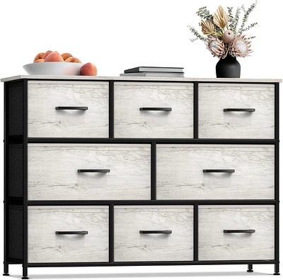 Sorbus 8 Drawers Wide Dresser - Organizer Unit with Steel Frame Wood Top and handle, Fabric Bins Amazing for household decluttering