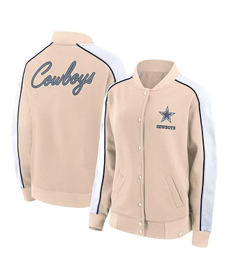 Women's Fanatics Tan Dallas Cowboys Lounge Full-Snap Varsity Jacket
