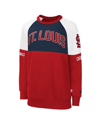 Women's Starter Red, Navy St. Louis Cardinals Baseline Raglan Pullover Sweatshirt