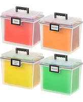 Iris 4 Pack Portable Letter File Box, Clear