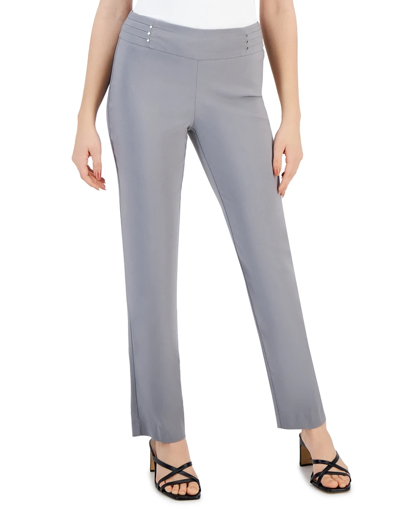 Jm Collection Petite Studded-Rivet Straight-Leg Pants, & Short, Created for Macy's