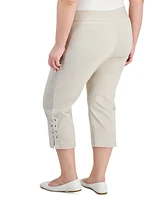 Jm Collection Plus Size Side Lace-Up Capri Pants, Created for Macy's