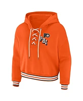 Women's Wear by Erin Andrews Orange Philadelphia Flyers Lace-Up Pullover Hoodie