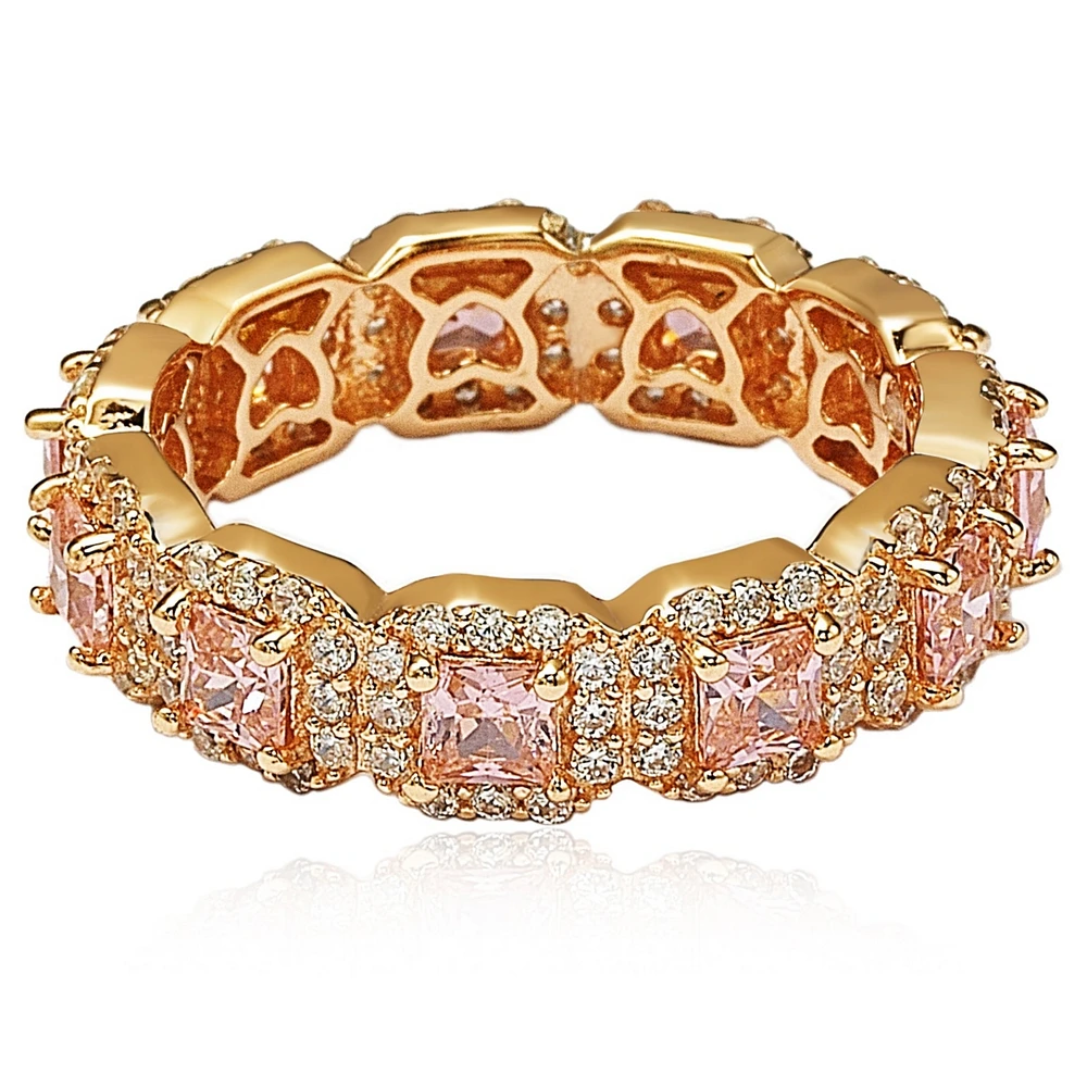 Suzy Levian Sterling Silver Cubic Zirconia Princess Cut Eternity Band Ring