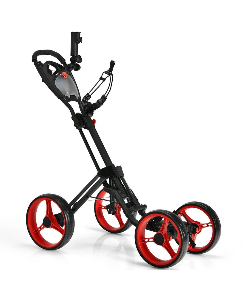 4 Wheel Golf Push Cart with Brake Scoreboard Adjustable Handle