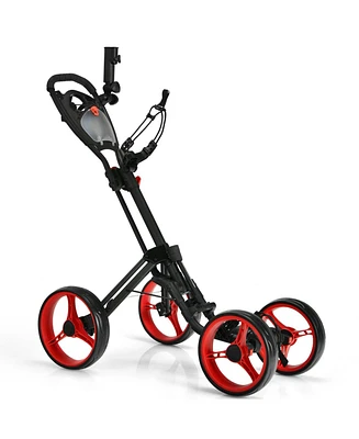 4 Wheel Golf Push Cart with Brake Scoreboard Adjustable Handle