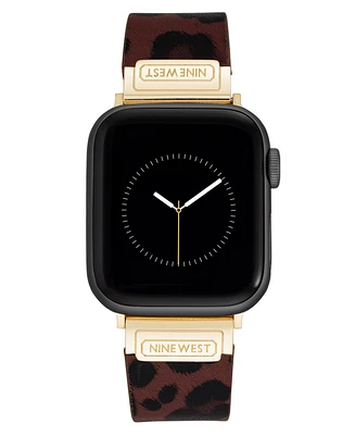 Nine West Women's Leopard Print Faux Leather Band designed for Apple Watch 42mm (Series 1-3 only) & 44/45/46/49mm (Ultra & Ultra 2)