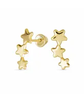 Bling Jewelry Solar Fun Celestial Usa Patriotic Mini Crawler 3 Star Stud Earrings Stud Earrings Screw Back Yellow 14K Gold