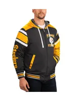 Men's G-iii Sports by Carl Banks Black, Gray Pittsburgh Steelers Extreme Full Back Reversible Hoodie Full-Zip Jacket