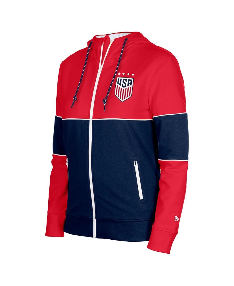 Women's 5th & Ocean by New Era Navy Uswnt Active Stretch Fleece Full-Zip Hoodie Jacket