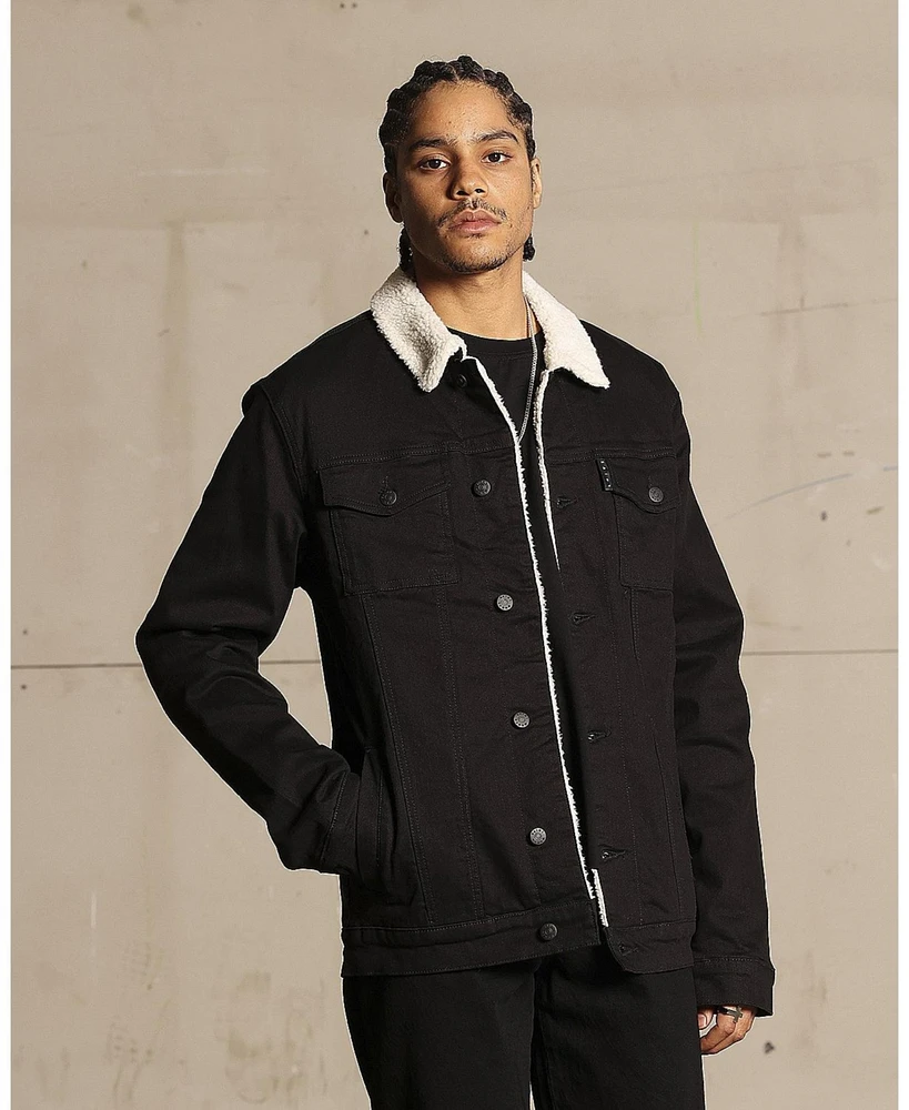 Saint Morta Mens Faux Sherpa Denim Jacket