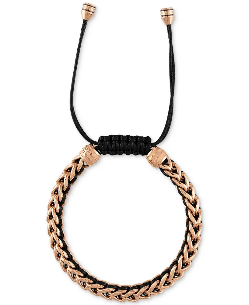 Bulova Rose Gold-Tone Ip Stainless Steel Cord Woven Slider Bracelet