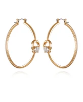 T Tahari Gold-Tone Thick Band Hoop Earrings