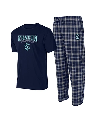 Men's Concepts Sport Navy, Gray Seattle Kraken Arctic T-shirt and Pajama Pants Sleep Set
