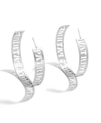 Women's Wear by Erin Andrews x Baublebar Silver-Tone New England Patriots Large Cutout Hoop Earrings
