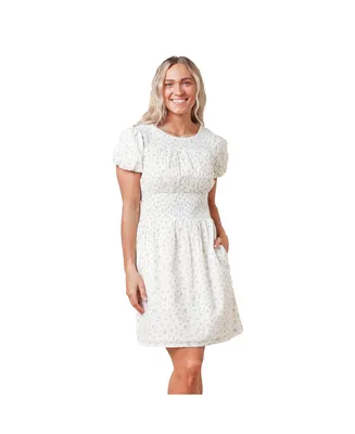 Hope & Henry Women's Puff Sleeve Smocked Waist Dress