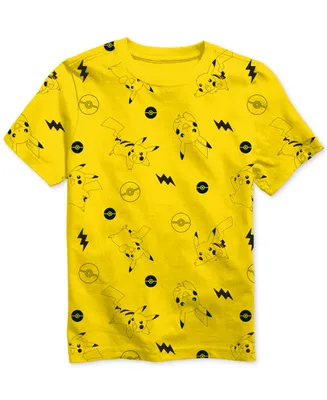 Pokemon Big Boys Pikachu All Over Print Crewneck T-Shirt