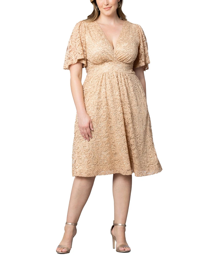 Kiyonna Women's Plus Starry Sequin Lace Cocktail Dress