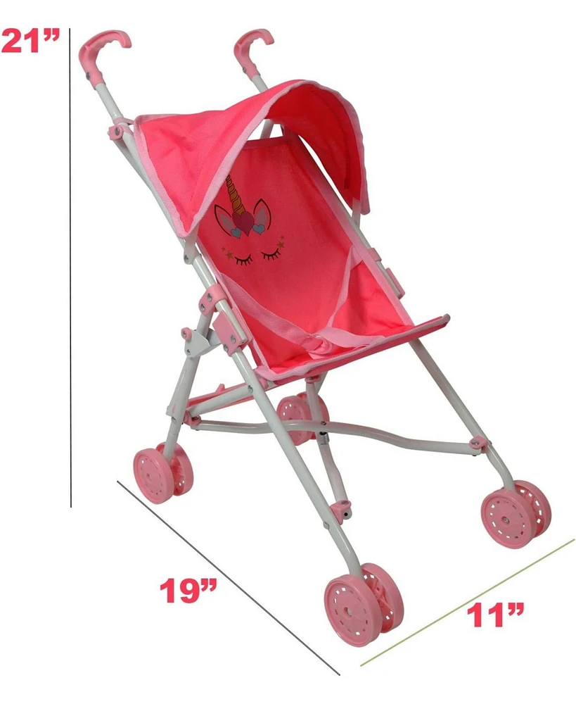 The New York Doll Collection Unicorn Baby Doll Stroller