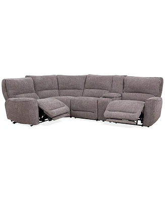 Closeout! Deklyn 129" 5-Pc. Zero Gravity Fabric Sectional with 2 Power Recliners & 1 Console, Created for Macy's