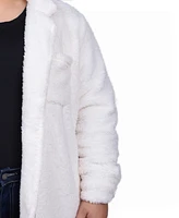Ny Collection Plus Long Sleeve Button Front Sherpa Jacket