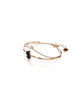 Swarovski Swan, Black, Rose Gold-Tone Iconic Swan Bangle Bracelet