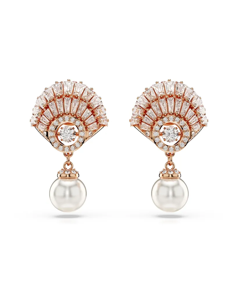 Swarovski Shell, White, Rose Gold-Tone Idyllia Drop Earrings