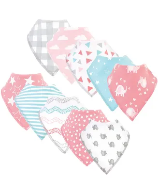 Luvable Friends Girls Pack of Ten Pleated Bandana-Style Bibs