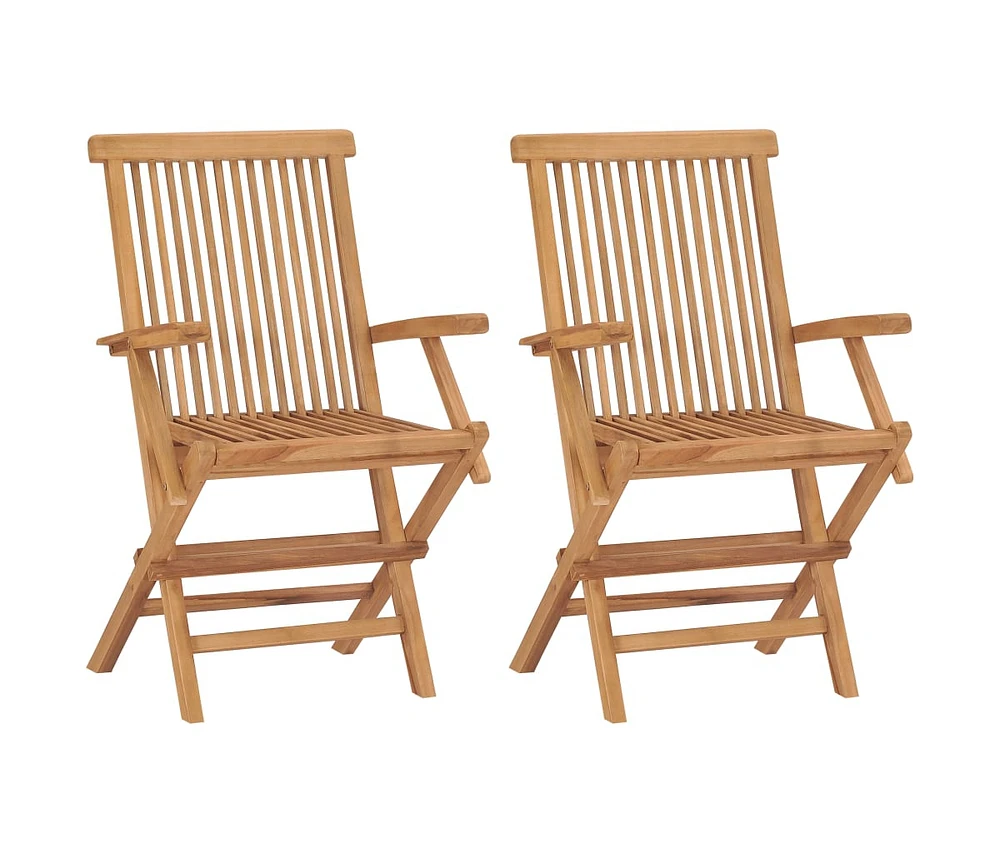 Folding Patio Chairs 2 pcs Solid Teak Wood