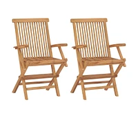 Folding Patio Chairs 2 pcs Solid Teak Wood