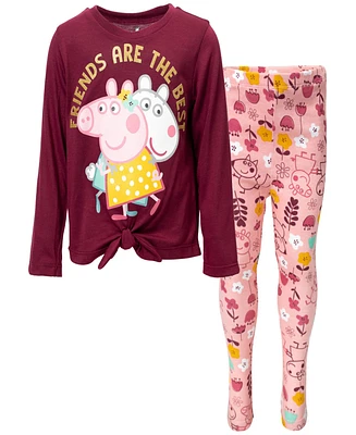 Peppa Pig Toddler Girls Pullover Long Sleeve Graphic T-Shirt & Leggings Toodler