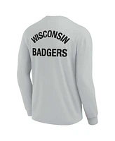 Men's and Women's Fanatics Signature Gray Wisconsin Badgers Super Soft Long Sleeve T-shirt