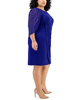 Connected Plus Chiffon-Sleeve Sheath Dress