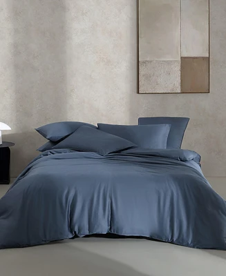 Calvin Klein Organic Earth Solid Cotton Sateen 3 Piece Duvet Cover Set